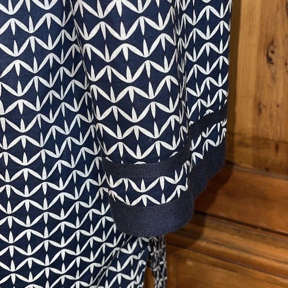 J. Crew Blue & White Cotton V Neck Tunic Sz. Small - Picture 4 of 9